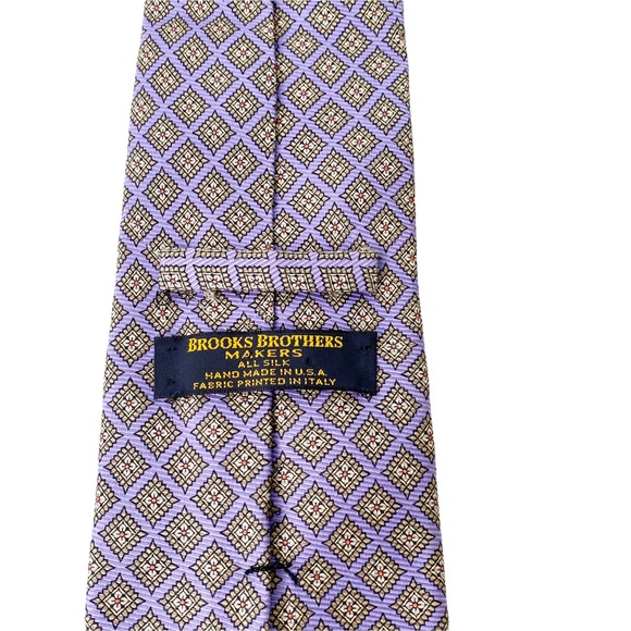 Brooks Brothers Italian Silk Tie Purple Print Mens - Picture 6 of 7